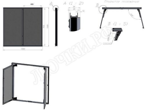 Люк под плитку Нажимной Секрет-Лайт 2 створки 1050*650 Люк под плитку Нажимной Секрет-Лайт 2 створки 1050*650