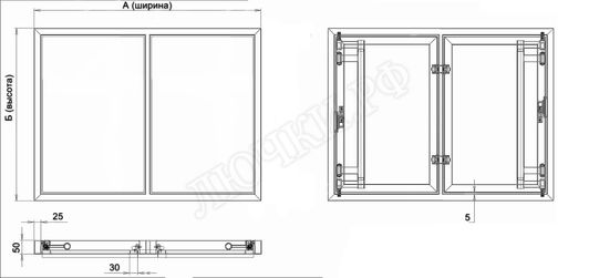 Люк под плитку Атлант 2 створки 750*650 Люк под плитку Атлант 2 створки 750*650