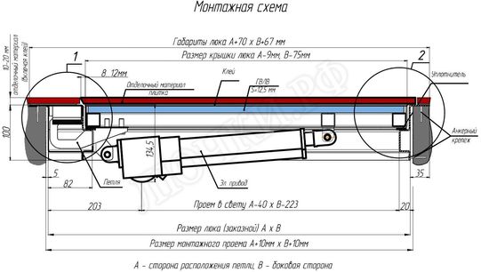 Напольный люк с электроприводом 700*800 Напольный люк с электроприводом 700*800