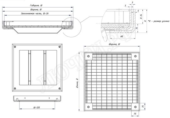 Люк под брусчатку Брус Ли AISI 304, Съемная дверца 600*500 Люк под брусчатку Брус Ли AISI 304, Съемная дверца 600*500