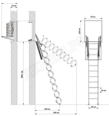 Лестница Oman Nozycowe Verticale 700*1200*3000 Лестница Oman Nozycowe Verticale 700*1200*3000