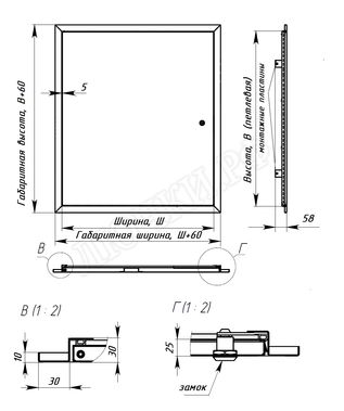 Люк сантехнический Утеплённый премиум, Оцинкованная сталь 200*1000 Люк сантехнический Утеплённый премиум, Оцинкованная сталь 200*1000